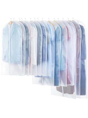 Clear Garment Bags Set 15 Pack Clothes Storage Suit Dress Travel Hanging Covers